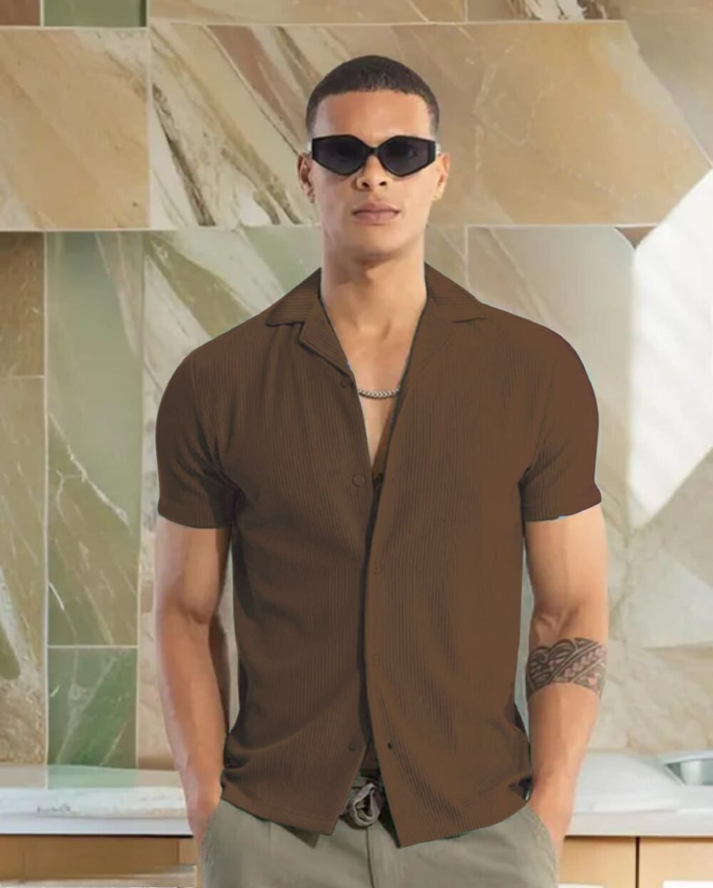 LAUNCHING  MEN’S EXCLUSIVE Cod-Roy FABRIC HALF SLEEVE SHIRT - Image 5