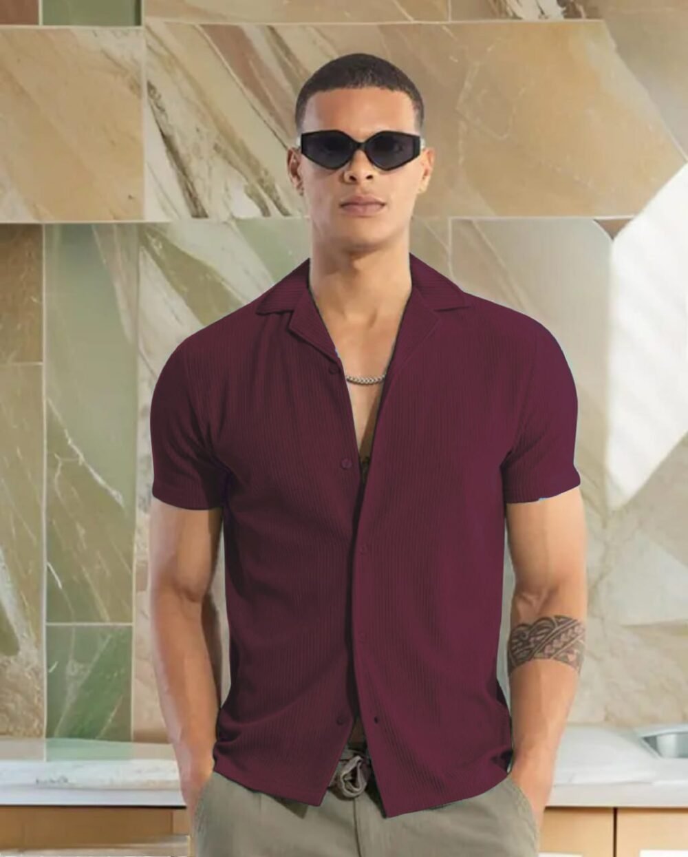 LAUNCHING  MEN’S EXCLUSIVE Cod-Roy FABRIC HALF SLEEVE SHIRT - Image 5